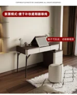 Corner Dressing Table with Mirror and Stool – White Vanity Makeup Desk – angled view