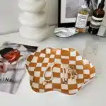 Ceramic Tray Checkerboard Jewelry Storage Plate Ring Earing Dessert Plate Home Decoration Retro Desk Organizer Kitchen