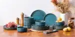 vancasso 18/36 Piece Blue Ceramic Plate Set Reactive Glaze Vertical edge Dinnerware Set With 6/12PCS Dinner