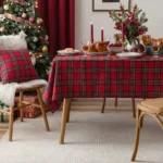 Christmas Checkered Tablecloth Rectangle Red Buffalo Plaid Linen Cotton Gingham Xmas Table Cloths Winter Farmhouse Table