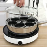 Egg Poacher Pan Stainless Steel Egg Steamer universal Induction Cooktop Egg Steamer Frying Pan for Breakfast Steamed Egg