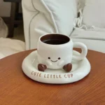 Creative Footprint Ceramic Coffee Cup & Saucer, Hot Sale Aesthetic Mug, Cute Drinkware for Living Room & Home