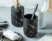 Marble Soap Dispenser Pump Bottle Ceramic Bathroom Accessory Set Home Couple Mouthwash Cup Soap Dish Washing Tools Luxury