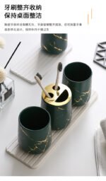 Matte Gold Ceramics Bathroom Set Decor Soap Dispenser Toothbrush Holder cup Soap Dish tray Mouthwash Cup bathroom Washing