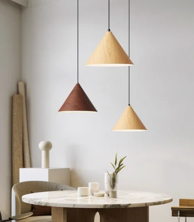 Nordic Wood Pendant Lights Modern Hanging Lamp Shade Kitchen Living Room Indoor Lighting Fixtures E27 Loft Vintage Chandelier