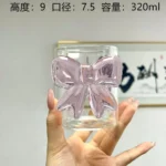 320ML Pink Bow Tie Princess Glass Juice Cup Cute Bow Tie Mug Glass Cup Christmas Gift Transparent Creative Milk Coffee Water