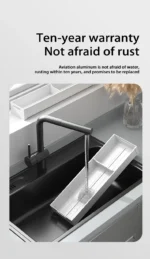 Kitchen drawer organizer with compartments for cutlery and utensils