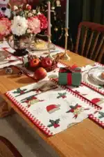 Christmas Table Runner Christmas Decoration Tablecloth Table Setting Dining Vintage Wedding Family Party Placemat Table
