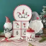 Nordic Santa Claus Ceramic Dishes and Tableware Relief Rice Salad Bowl Western Style Flat Plate Cup Teapot – side view