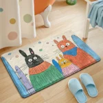 Cartoon Rabbit Bath Mat - Ultra Soft Cotton Velvet, Absorbent & Quick Dry, Non-Slip Backing, Cloud-Like Comfort for