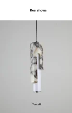 Luxury Black Cylinder Natural Stone Pendant Lamp High-end Bedside LED Chandelier Living room Decoration Home Hanging Lights