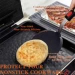 Goldoma high heat resistant spatula in use on a non-stick frying pan