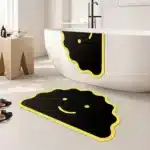 Cute Black Cat Shaped Quick-Dry Diatomaceous Earth Bath Mat Funny Cat Lovers Soft Diatom Mud Absorbent Floor Mat – close-up