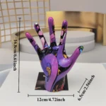 Graffiti Hand Gesture Statue Modern Art Colorful Hand Resin Figurine Finger Model for Home Desktop Office Decor – side view