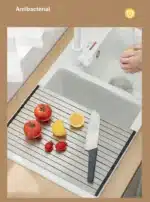 304 Stainless Steel Dish Drainer Roll Up Dish Drying Rack Shelf Folding Cutting Board Sink Washbasin Chopping Board Kitchen