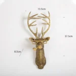 Wall Decoration Resin Imitation Copper Animal Deer Head Wall Storage Hook Wall Hanging Indoor Fireplace Office Decor