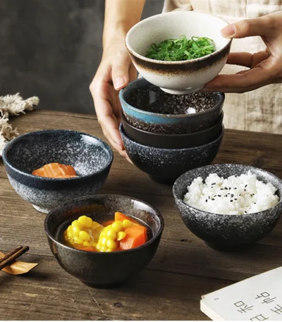 4.5inch Japanese Ceramic Rice Bowl Porcelain Dishes Pretty Restaurant Table Top items Soup Noodles Sauce Bowls Dinnerware