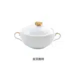 Embossed Ceramic Dessert Soup Bowl White Stew Cup Luxury Gold-plated Exquisite Soup Cup Porridge Bowl Tableware Kitchen