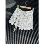 Ele Water-Soluble Lace Apron Skirt Multi-Layered Wear Ladies High Waist A-Line Skirt Slimming Butt Covering Design – side