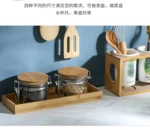 Elegant bamboo serving tray with Japanese-style square design, perfect for serving tea or fruit
