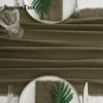 2 -10 Meters Cotton Table Runner Retro Textured Gauze Cloth Vintage Linen for Dining Weddings Party Christmas Decoration