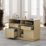 4 Drawer File Cabinet, Fluted Wood Lateral Filing Cabinet with Lock and Charging Station for Home Office, Printer,