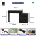 Italian minimalist dressing table with mirror and stool in black finish for bedroom