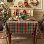 Christmas Checkered Tablecloth Rectangle Red Buffalo Plaid Linen Cotton Gingham Xmas Table Cloths Winter Farmhouse Table