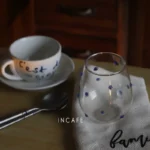 Colorful Stones Dots Glass Cup High Borosilicate Glass Transparent Drink Water Cup Milk Coffee Juice Glass – top view