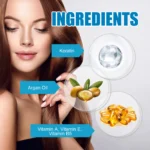 Woman massaging scalp with oil from Magic Hair Vitamin Capsule Keratin Oil bottle