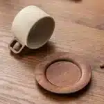 Vintage Wooden Handle Ceramic Coffee Cup with Saucer 250 Ml Large Capacity Tea Cup Modern Afternoon Tea Dessert Coffee Cup