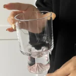 Pink Mountain Glass Cup Creative High Foot Drink Cup Coffee Cup Sweet Cone Cup Wine Cup Elegant Sensation Unique Small Batch