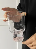 Pink Mountain Glass Cup Creative High Foot Drink Cup Coffee Cup Sweet Cone Cup Wine Cup Elegant Sensation Unique Small Batch