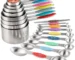 Goldoma 17-piece stainless steel measuring cups set with magnetic spoons on a kitchen counter
