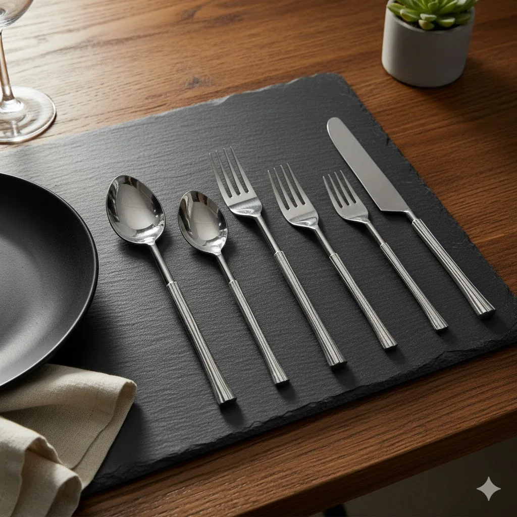 Goldoma stainless steel flatware set of 5 with aluminum handles in luxury gift box