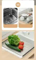 304 Stainless Steel Dish Drainer Roll Up Dish Drying Rack Shelf Folding Cutting Board Sink Washbasin Chopping Board Kitchen