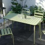 Outdoor metal dining table – waterproof simple patio dining table in garden setting