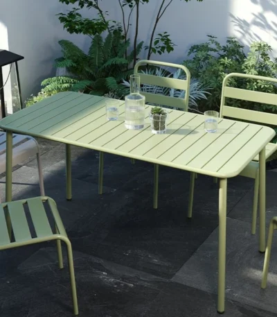 Outdoor metal dining table – waterproof simple patio dining table in garden setting