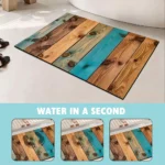 Vintage Reclaimed Wood Diatomite Bath Mat Super Absorbent Quick-Dry Non-slip for Bathroom Floor – styled in a modern Living