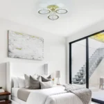 Luxury gold crystal chandelier LED ceiling light in modern living room