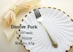 Gold plated flatware set 24-piece vintage western dinner fork knife spoon on table