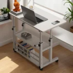 Multi-Layer Standing Desk Small Office Desk Adjustable Height Wooden Computer Desk Workstation Work Table Laptop Desk for