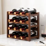 Wine Bottle Display Stand, 4 Tier Wooden Free Standing Wine Rack, Retro Minimalist Wine Storage Organizer Shelves for Home Decor - Image 12