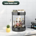 Goldoma rotating spice rack filled with spice jars on a kitchen counter