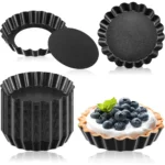 10PCS 4 Inch Mini Egg Tart Pan Molds with Removable Round Bottom Nonstick Pie Tart Bakeware Mold or Mousse Cake Dessert Baking