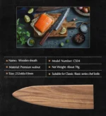 HEZHEN Magnetic knife Sheath Wooden Sheath High Quality Walnut Wood Knife Cover for HEZHEN Chef knife – base detail