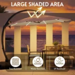 11FT Solar Powered LED Light Cantilever Patio Umbrella with Base Included, Large Cantilever Umbrella with, Customized – base