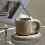 Cute Coffee Mug Personalised Ceramic Coffee Cup & Saucer Sets for Office and Home Couple Mugs for Latte Milk and