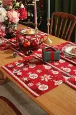 Christmas Table Runner Christmas Decoration Tablecloth Table Setting Dining Vintage Wedding Family Party Placemat Table