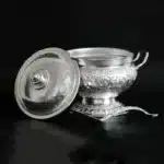 GIEMZA Relief Metal Container 1pc Tall Pan Flower Thailand Tableware Soup Container Southeast Asian Rice Pot with Spoon